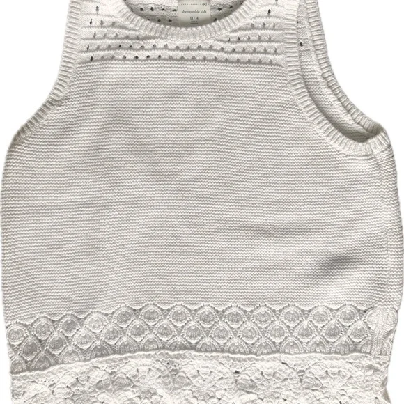Abercrombie kids white crochet knit tank top 13/14 - Picture 7 of 7